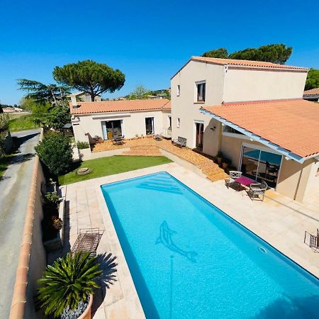 Annexe Des Pins - Studio Gite Avec Piscine & Climatisation Villeneuve-lès-Béziers Kültér fotó
